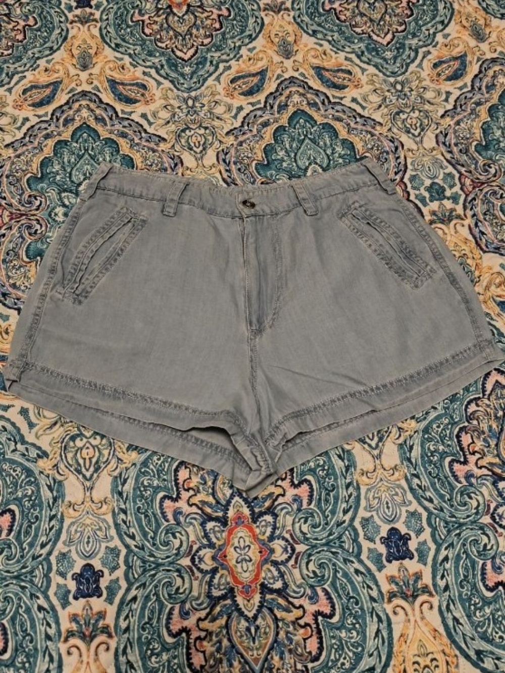 Guess Light Blue High Waist Casual Womens Shorts